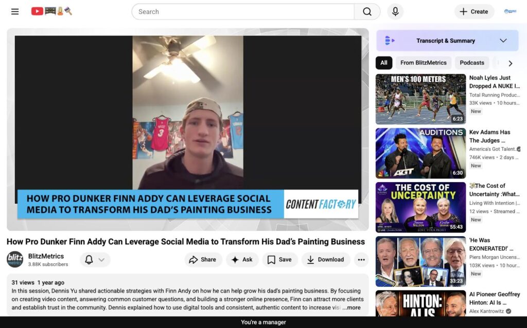 How 6’1” Dunker, Finn “1FootDisciple” Addy, Launched into the Pro Circuit—A Personal Look from Dennis Yu 9 Finn Addy pro dunker on Zoom call with Dennis Yu — BlitzMetrics Content Factory session