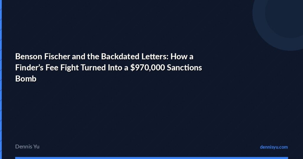 Benson Fischer and the Backdated Letters: How a Finder’s Fee Fight Turned Into a $970,000 Sanctions Bomb 5 featured benson fischer and the backdated letters how a fin