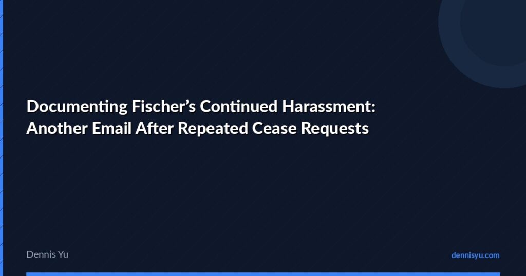 featured documenting fischers continued harassment another