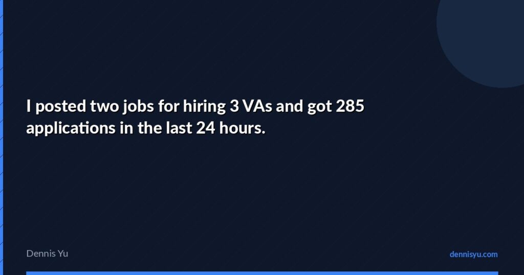 featured i posted two jobs for hiring 3 vas and got 285 app