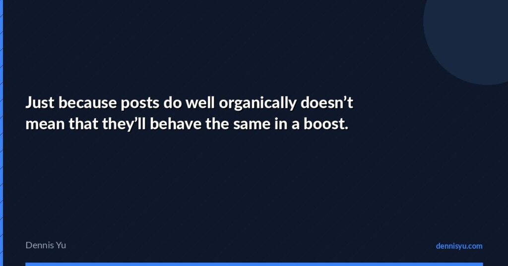 featured just because posts do well organically doesnt mean