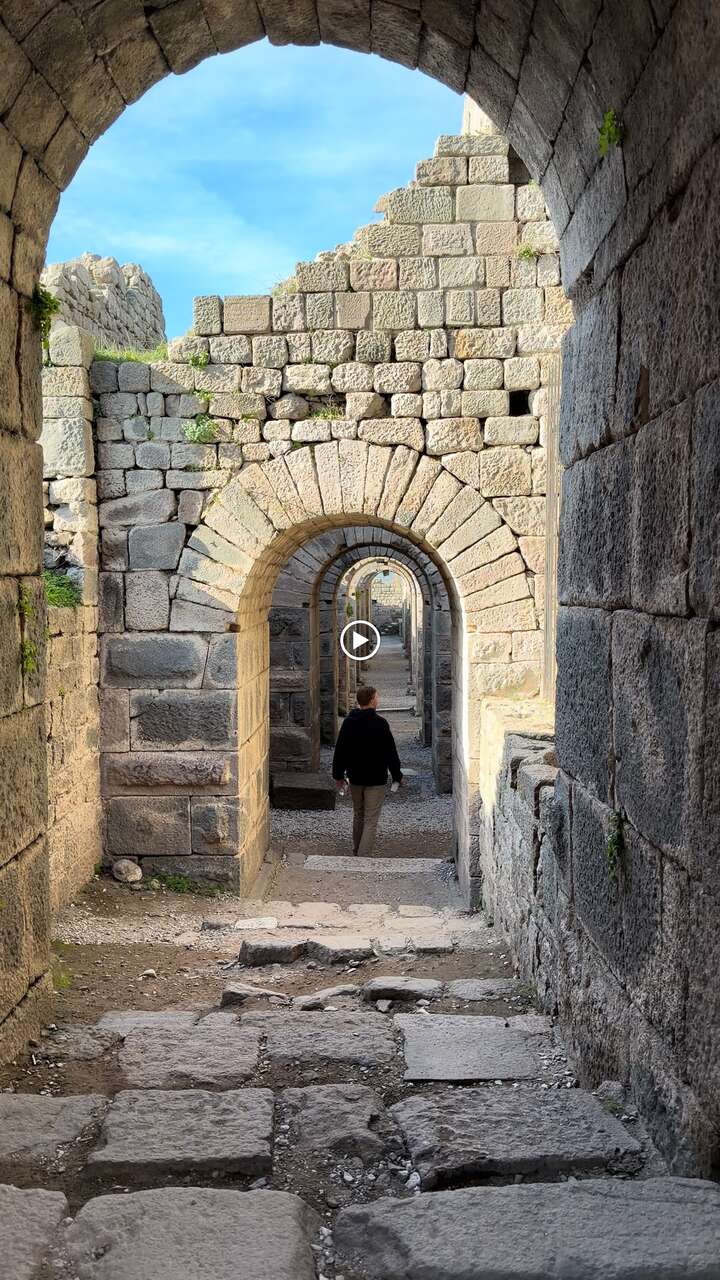 Walk Where the Apostles Walked: 23 Days Through Turkey's Biblical Sites 2 Stone arches at Pergamum acropolis in Turkey where Revelation says Satan throne is