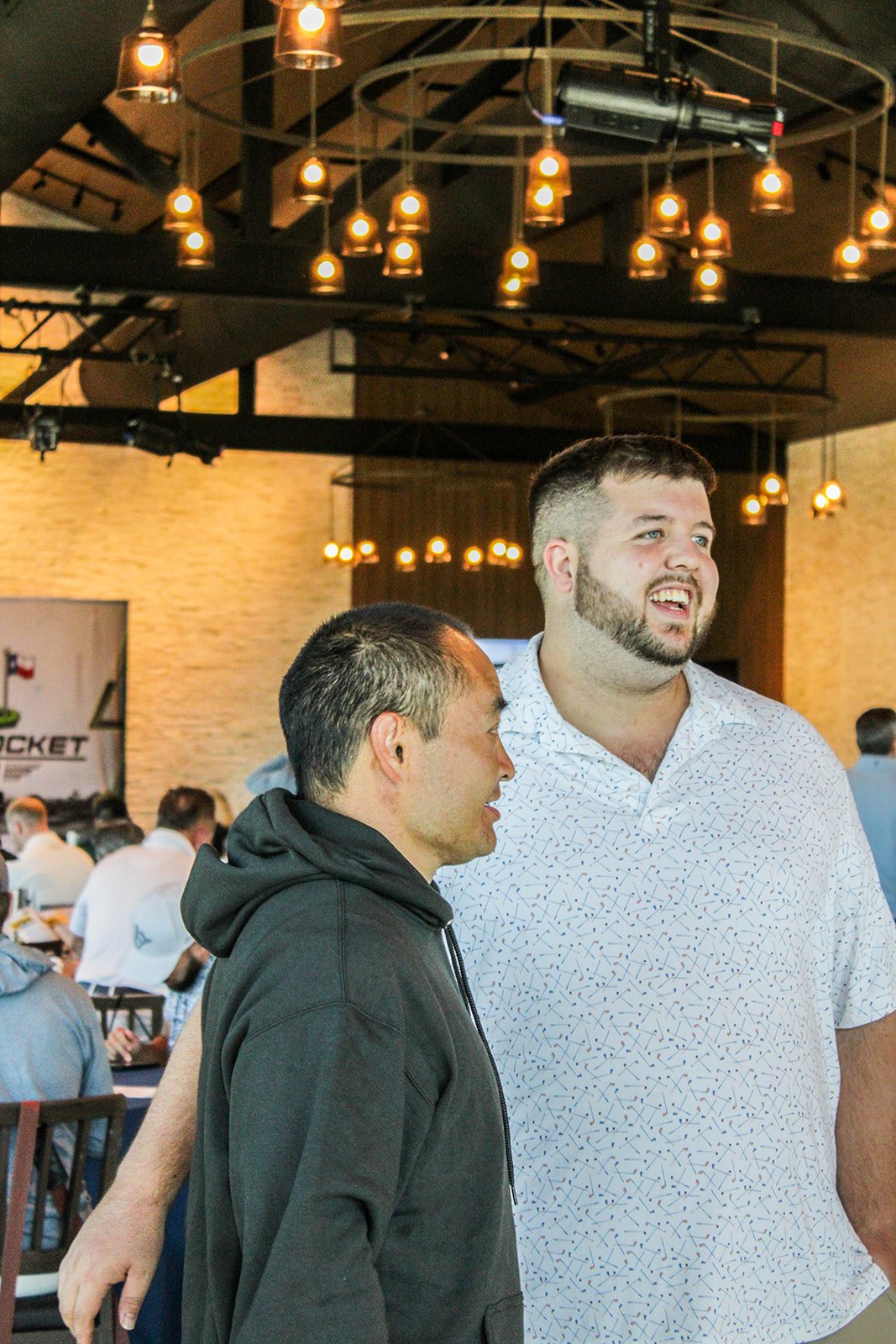 Dennis Yu talking with Justin Nelson, founder and CEO of Sphere Rocket, in the clubhouse