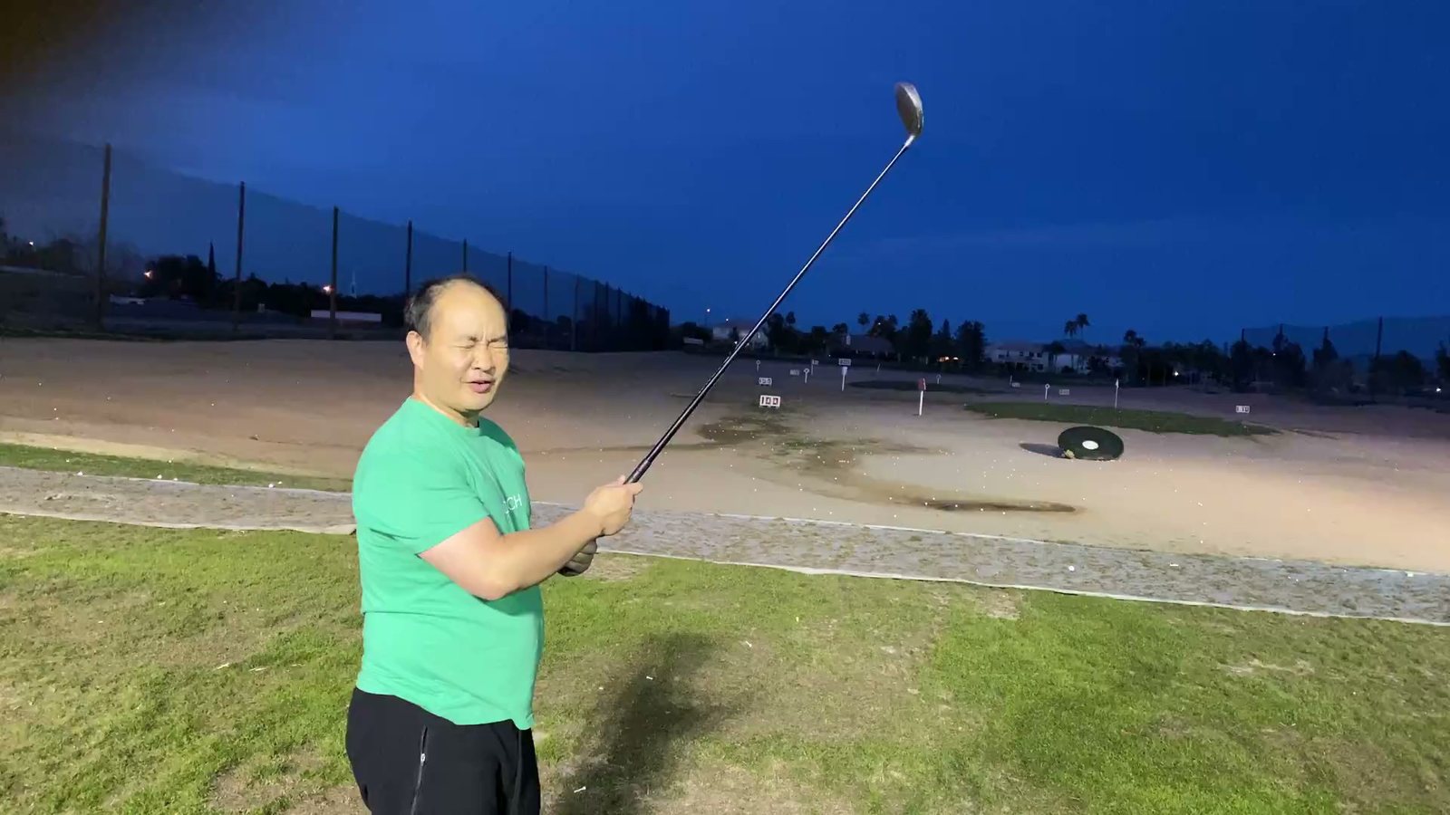 Dennis Yu at a night driving range, January 2020