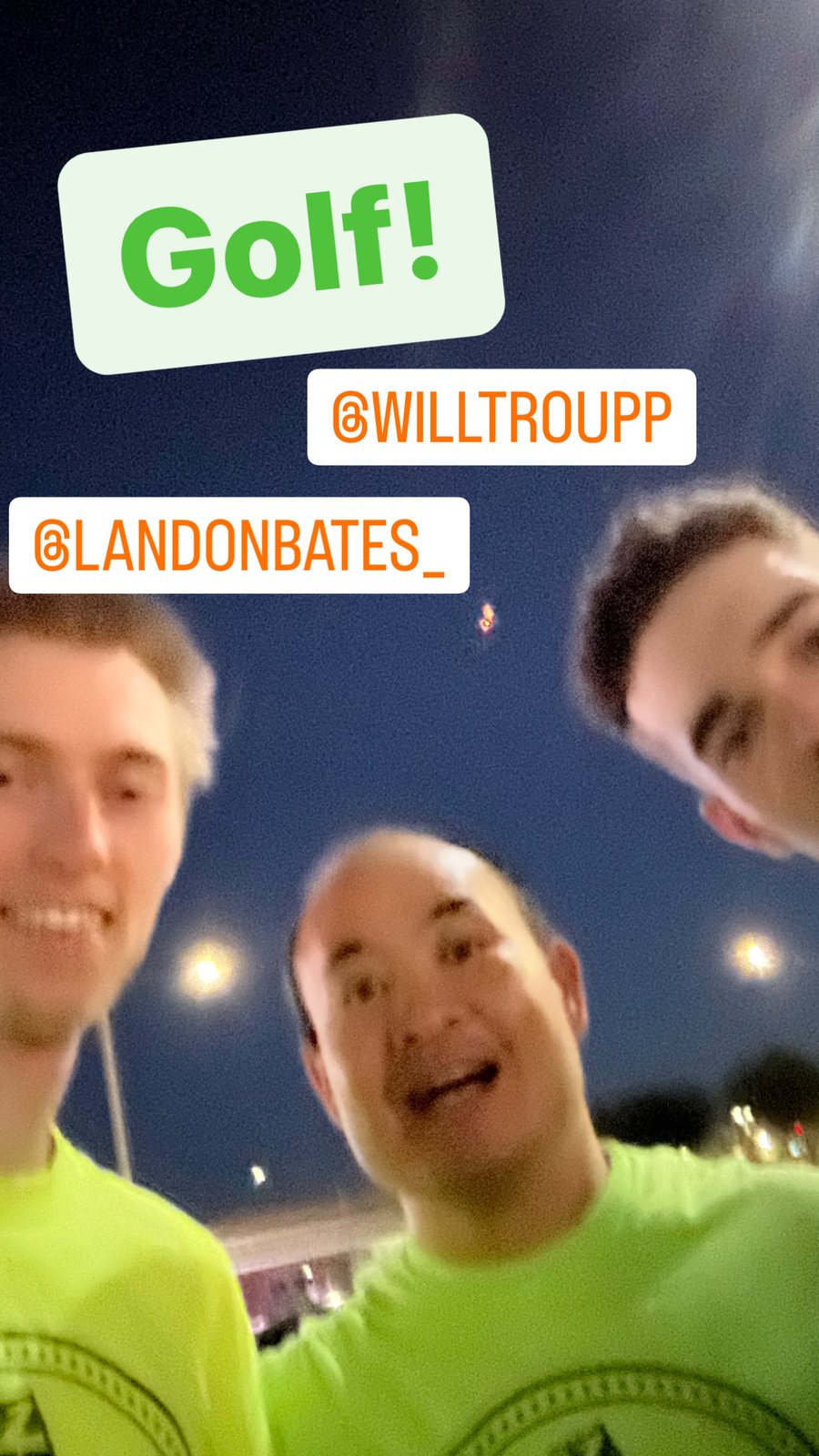 Dennis Yu with Will Troupp and Landon Bates at the driving range, October 2024