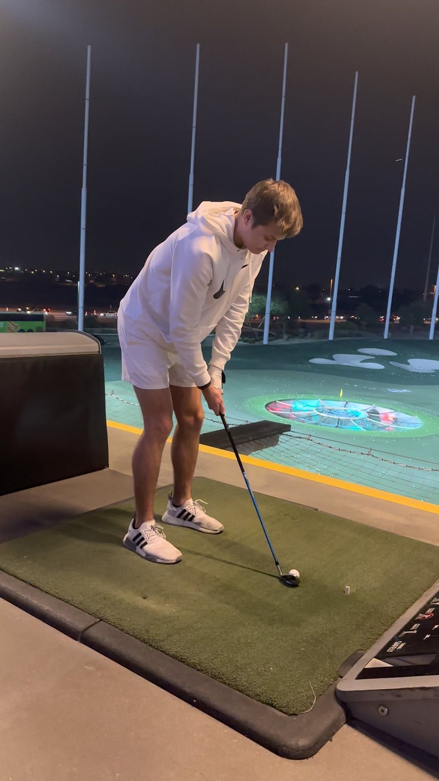 Marko Sipila hitting a driver at Topgolf, December 2022